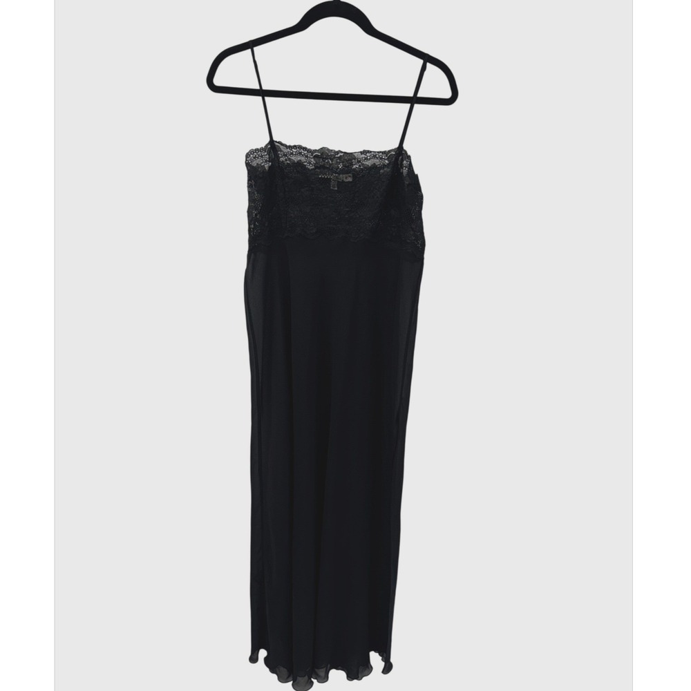 Victorias Secret Vintage Black Lace Slip Dress Nightgown Y2K 90s Coquette Sheer